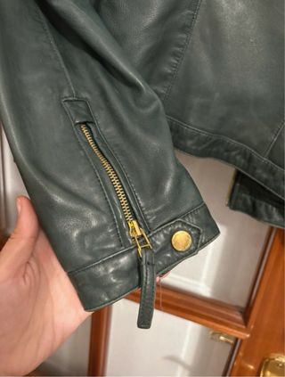 Cazadora Piel Massimo Dutti Verde