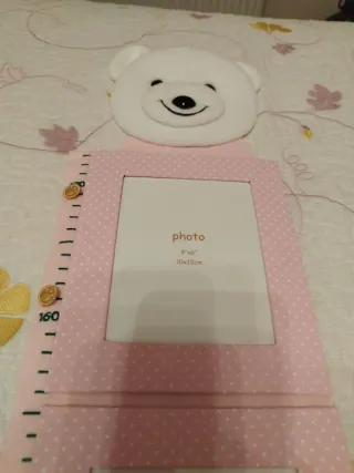 Medidor de altura rosa portafotos