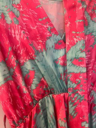 Vestido fiesta/cóctel fucsia y turquesa