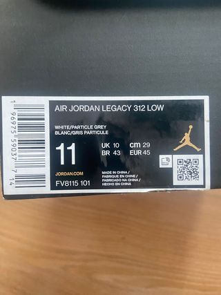Zapatillas Jordan Legacy 312 Low Gris/Blanco