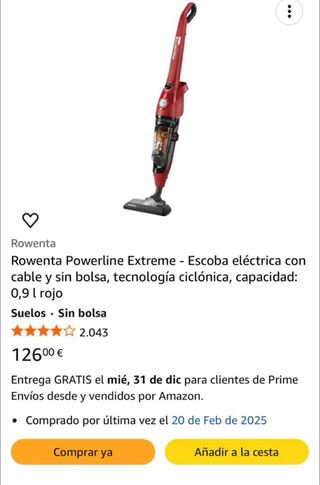 Aspiradora Escoba Rowenta Roja