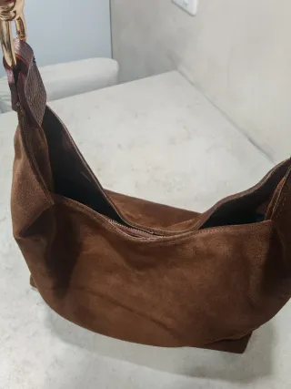 Borsa in pelle e camoscio marrone