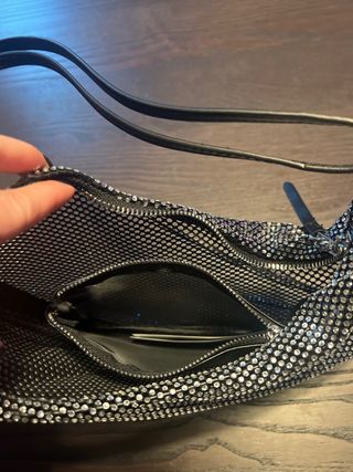 Bolso fiesta pedrería negro y plata