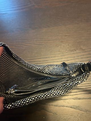 Bolso fiesta pedrería negro y plata