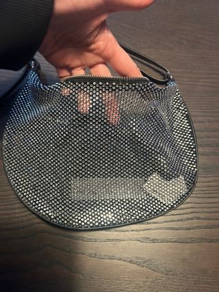 Bolso fiesta pedrería negro y plata