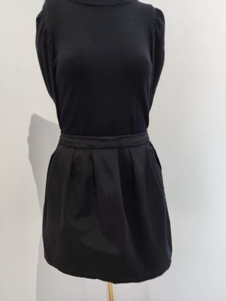 Minifalda negra de tablas mujer