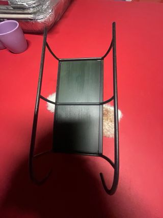 Slitta decorativa in metallo e legno