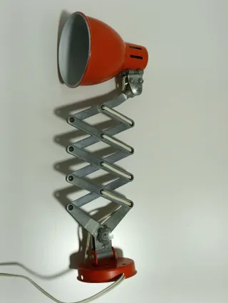 Lámpara flexo vintage naranja y plateada