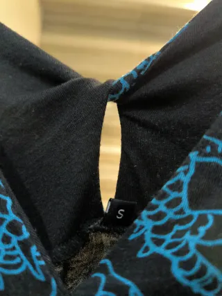 Vestido Desigual Negro y Turquesa