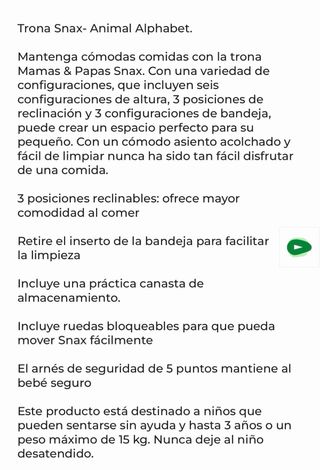 Trona de bebé evolutiva