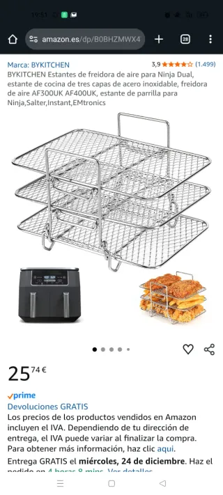 Scaffali per friggitrice ad aria BYKITCHEN 3 strati