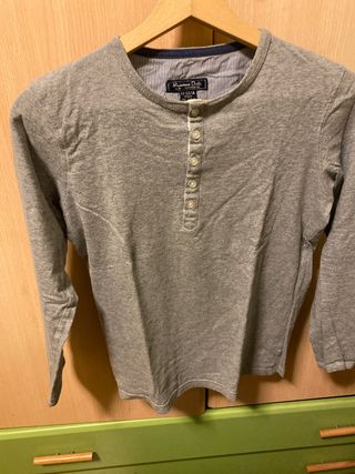 Camiseta Massimo Dutti gris manga larga