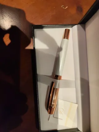 Bolígrafo Deam blanco y oro rosa