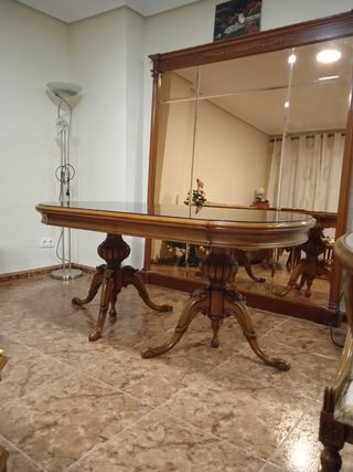 Mesa de comedor cristal y madera