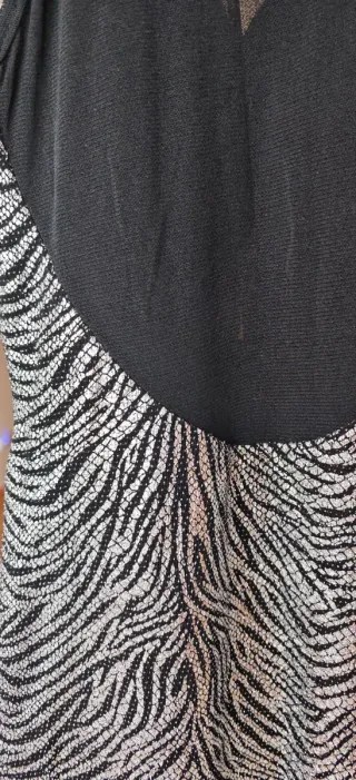 Vestido fiesta negro y plata transparencias S