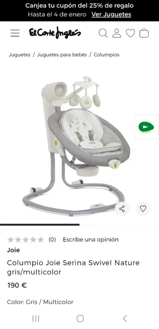 Hamaca Columpio Joie Serina Swivel Nature gris