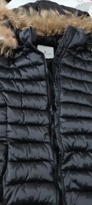 Giubbotto donna nero pelliccia cappuccio L