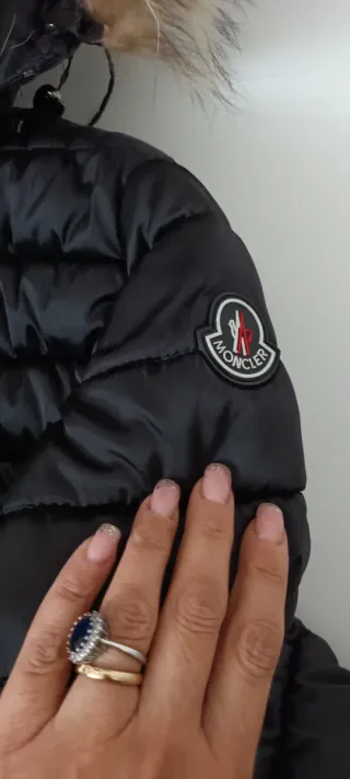 Giubbotto donna nero pelliccia cappuccio L