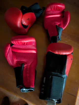 2 pares guantes boxeo infantil rojos