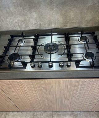 Placa de gas 5 fuegos acero inoxidable
