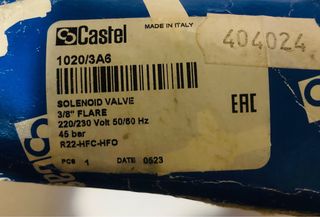 Válvula Solenoide Castel 1020/3 3/8”HF2 220-230V