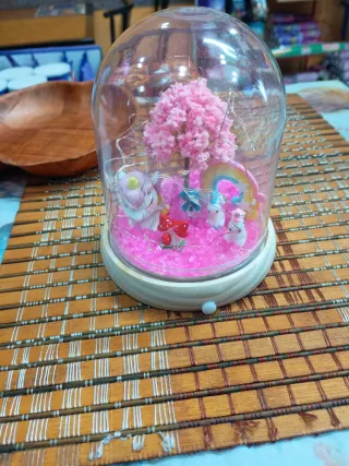 Lámpara Unicornio Noche Cristal