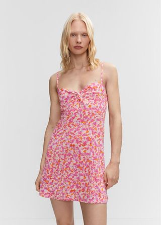 Vestido estampado corto rosa Mango XL