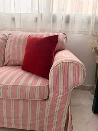 Sofá Ektorp Ikea rayas rosa