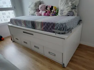 Cama nido 90cm blanca con 2 colchones