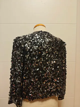 Chaqueta fiesta lentejuelas negra y plateada