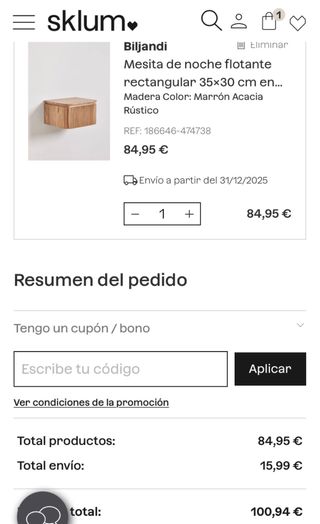 Mesita Noche Flotante Sklum NUEVA