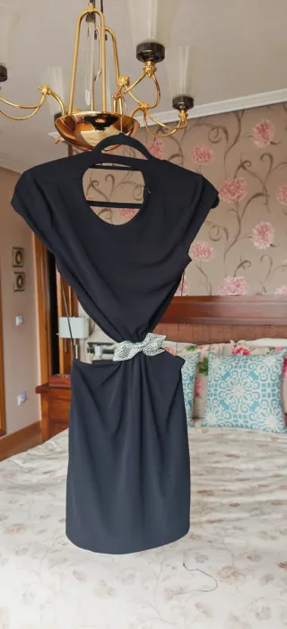 Vestido Negro Zara Espalda Descubierta Talla M