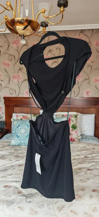 Vestido Negro Zara Espalda Descubierta Talla M