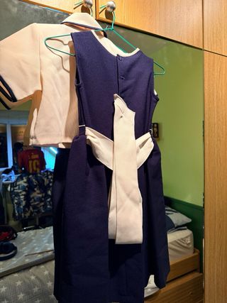 Vestido Verano con Chaqueta Azul y Blanca