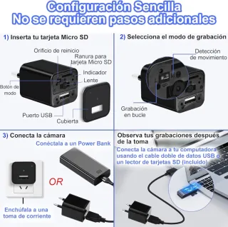 Cámara Espía Mini Cargador USB