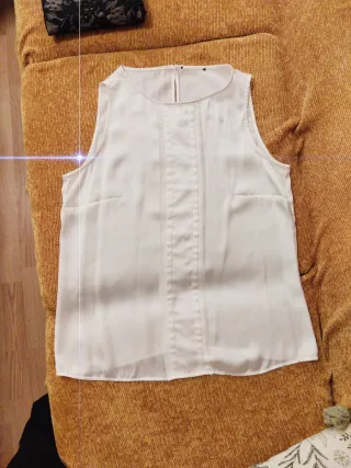 Blusa de seda blanca rota Talla L
