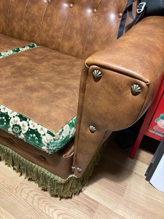 Sofá Vintage Piel Sintética Marrón