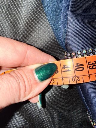 Vestido de fiesta azul y dorado