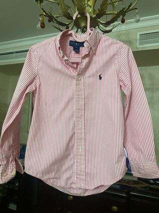 Camisa Polo Ralph Lauren niño rayas rosa