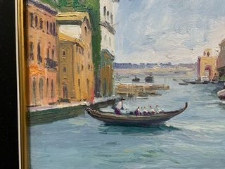 Cuadro antiguo Venecia pintada  al óleo  65x48 cm
