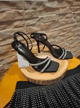 Sandalias Mango Tacon Brillantes