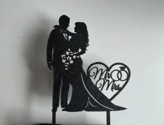 Cake topper Mr & Mrs cuore fedi