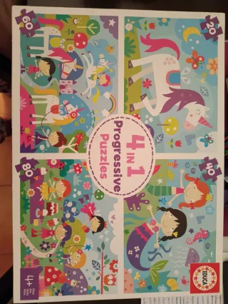Puzzle 4 en 1 Educativos Unicornios y Sirenas