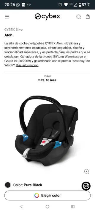 Silla Cybex Aton con base Isofix