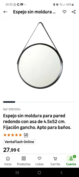 Espejo Redondo Negro