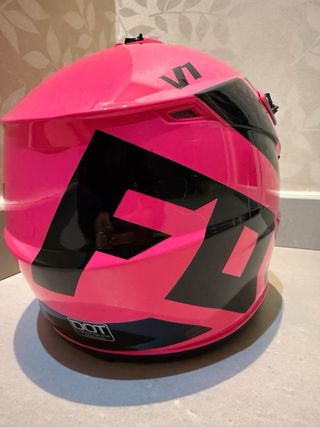 Casco FOX Motocross Rosa y Negro