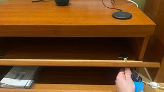 Mueble TV comedor madera y cristal