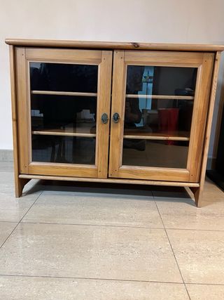Mueble TV/Hi-Fi pino puertas cristal