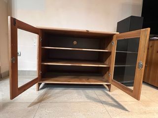Mueble TV/Hi-Fi pino puertas cristal