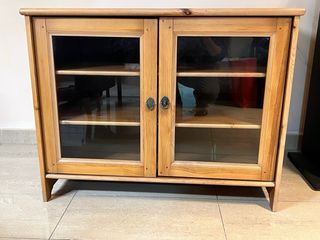 Mueble TV/Hi-Fi pino puertas cristal